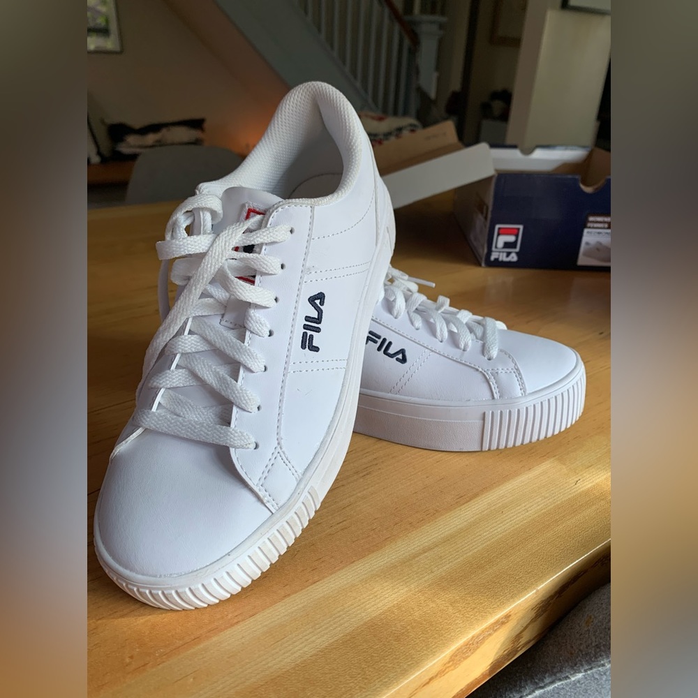 FILA - White Leather Sneakers - “Redmond” - Platform - Worn Once - In Box!